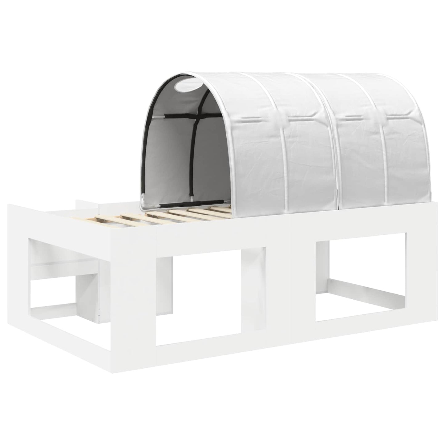 vidaXL Bed Frame with Tunnel with Shelf 3 pcs White Engineered Wood