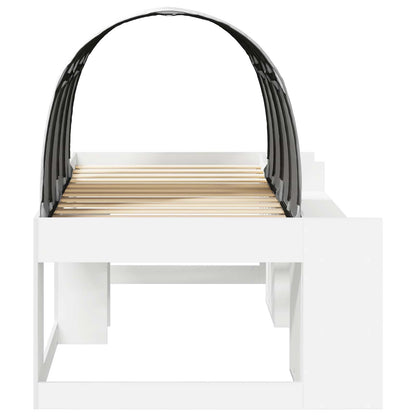 vidaXL Bed Frame with Tunnel with Shelf 3 pcs White Engineered Wood