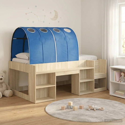 vidaXL Bed Frame with Tunnel 3 pcs Sonoma Oak and Blue Engineered Wood