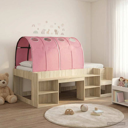 vidaXL Bed Frame with Tunnel 3 pcs Sonoma Oak and Pink Engineered Wood