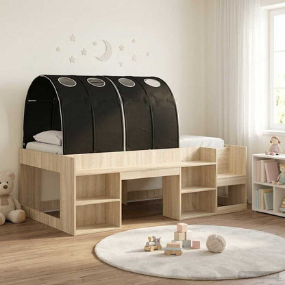 vidaXL Bed Frame with Tunnel with Shelf 3 pcs Sonoma Oak and Black
