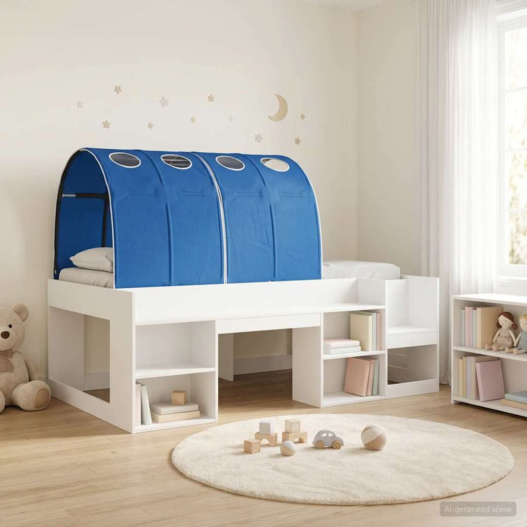 vidaXL Bed Frame with Tunnel 3 pcs White and Blue Engineered Wood