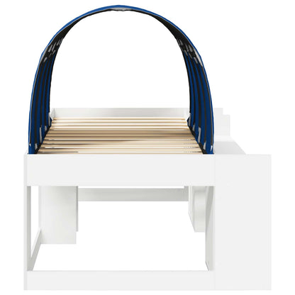 vidaXL Bed Frame with Tunnel 3 pcs White and Blue Engineered Wood