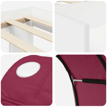 vidaXL Bed Frame with Tunnel 3 pcs White and Red Engineered Wood