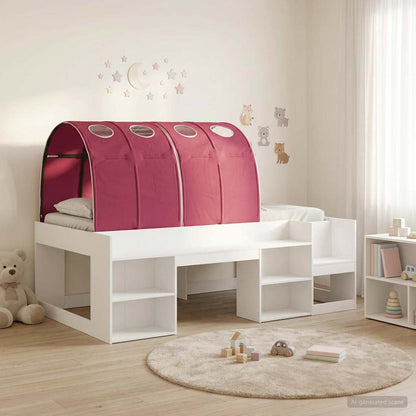 vidaXL Bed Frame with Tunnel 3 pcs White and Red Engineered Wood