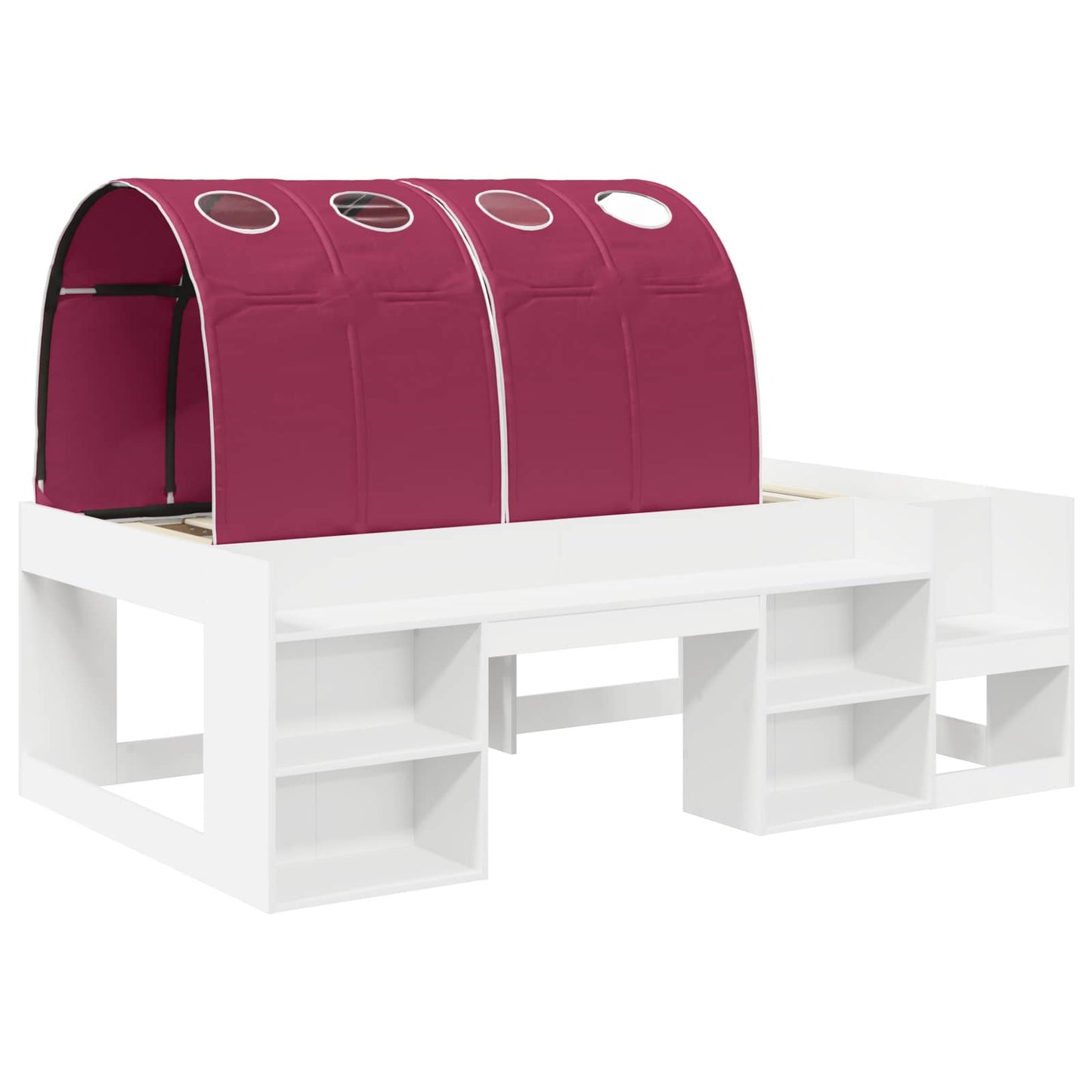 vidaXL Bed Frame with Tunnel 3 pcs White and Red Engineered Wood