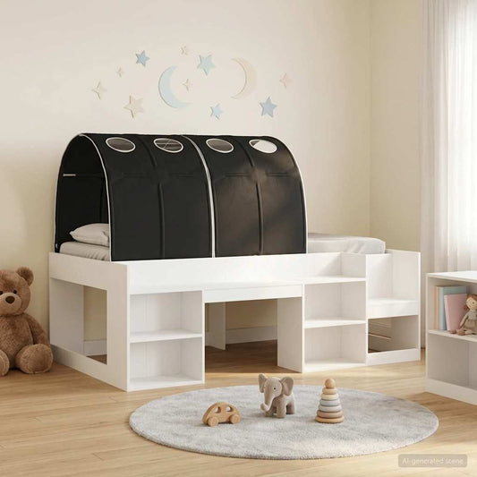 vidaXL Bed Frame with Tunnel 3 pcs White and Black Engineered Wood