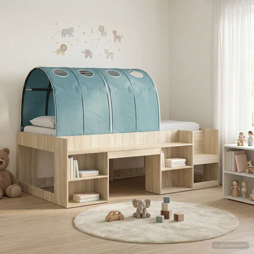 vidaXL Bed Frame with Tunnel 3 pcs Sonoma Oak and Light Blue