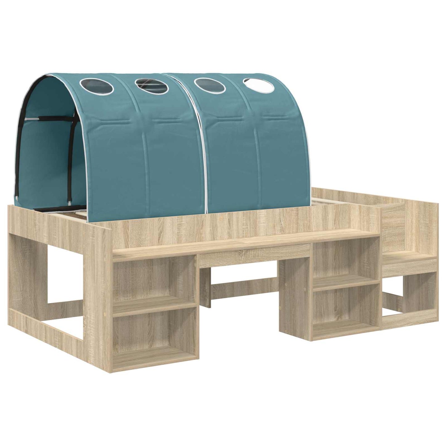 vidaXL Bed Frame with Tunnel 3 pcs Sonoma Oak and Light Blue