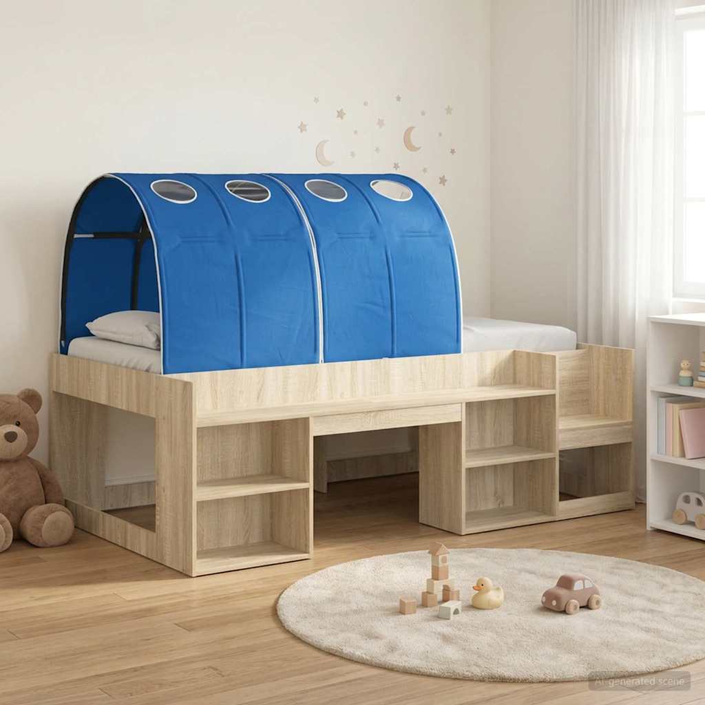 vidaXL Bed Frame with Tunnel 3 pcs Sonoma Oak and Blue Engineered Wood