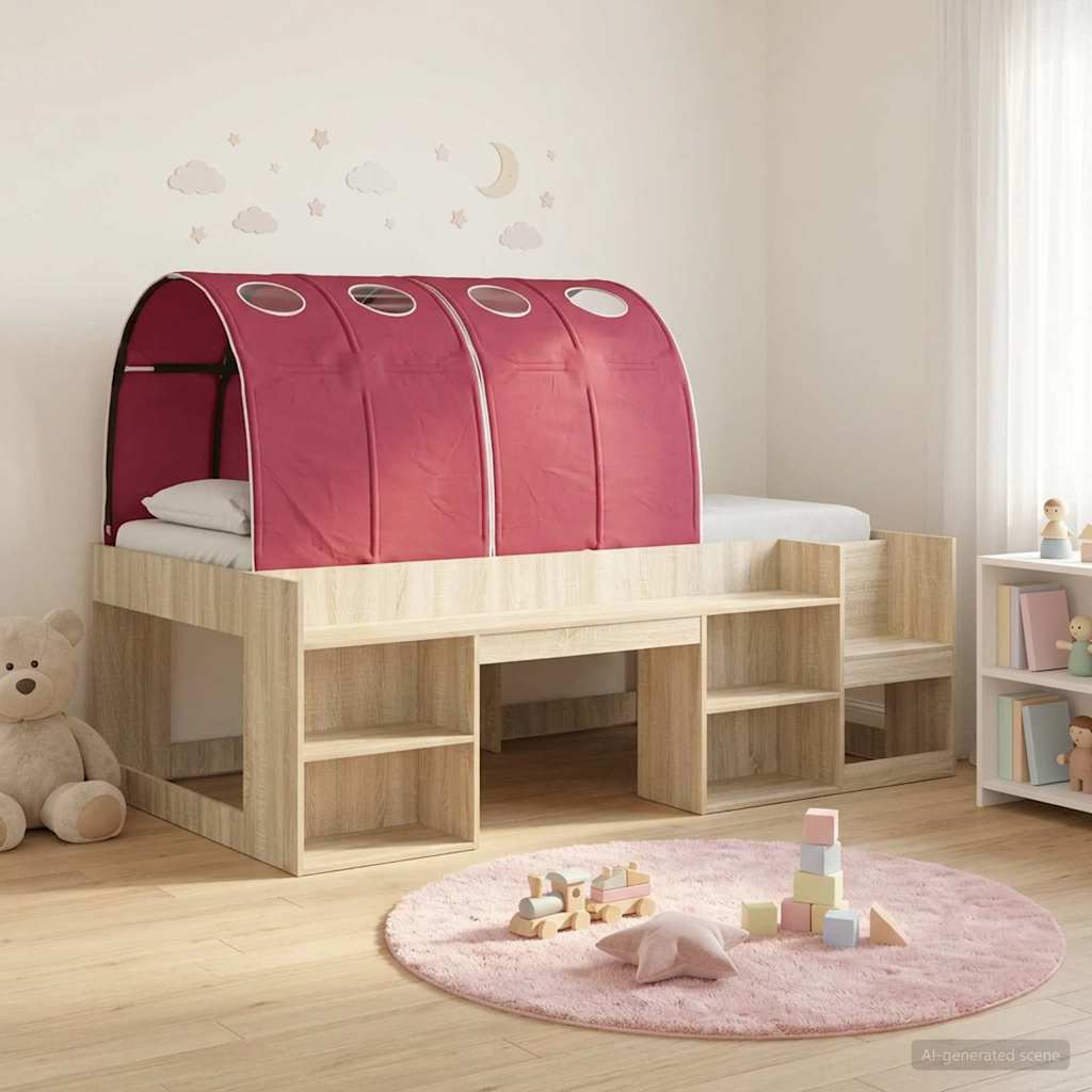 vidaXL Bed Frame with Tunnel 3 pcs Sonoma Oak and Red Engineered Wood