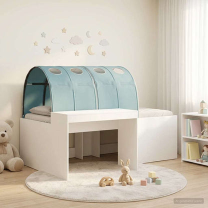 vidaXL Bed Frame with Tunnel with Shelf 3 pcs White and Light Blue