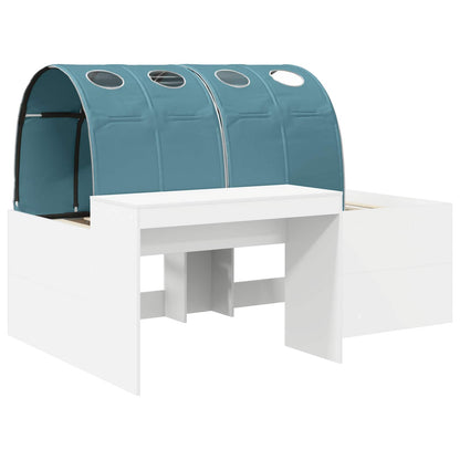 vidaXL Bed Frame with Tunnel with Shelf 3 pcs White and Light Blue