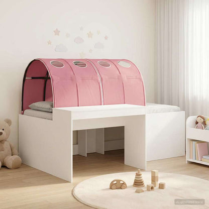 vidaXL Bed Frame with Tunnel 3 pcs White and Pink Engineered Wood