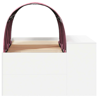 vidaXL Bed Frame with Tunnel 3 pcs White and Pink Engineered Wood