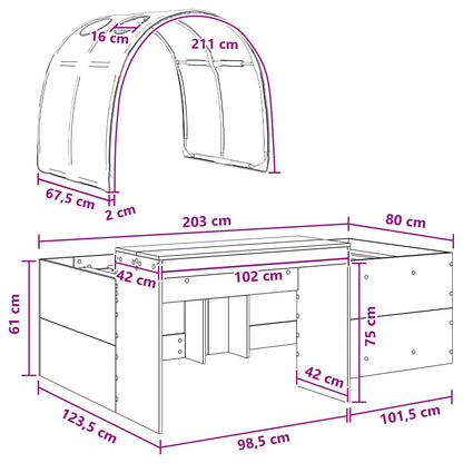 vidaXL Bed Frame with Tunnel 3 pcs White and Pink Engineered Wood