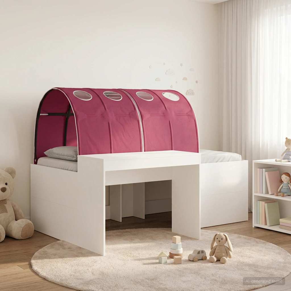 vidaXL Bed Frame with Tunnel 3 pcs White and Red Engineered Wood