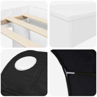 vidaXL Bed Frame with Tunnel 3 pcs White and Black Engineered Wood