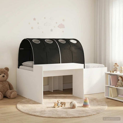vidaXL Bed Frame with Tunnel 3 pcs White and Black Engineered Wood