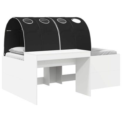 vidaXL Bed Frame with Tunnel 3 pcs White and Black Engineered Wood