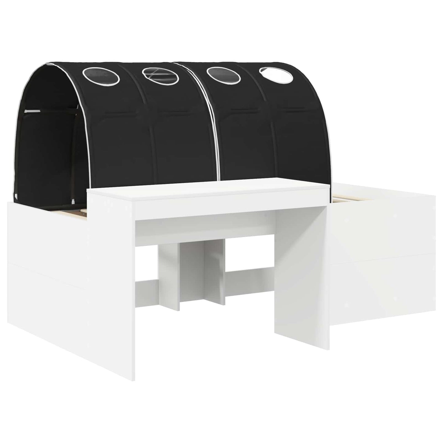 vidaXL Bed Frame with Tunnel 3 pcs White and Black Engineered Wood