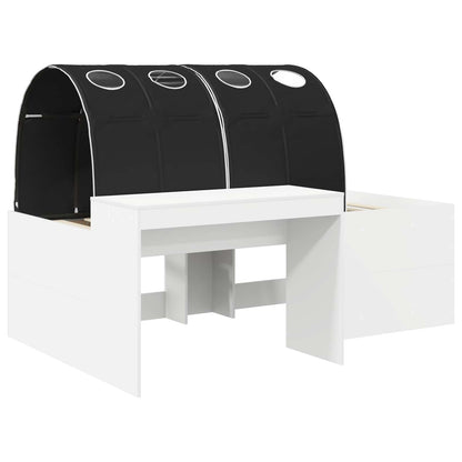 vidaXL Bed Frame with Tunnel 3 pcs White and Black Engineered Wood