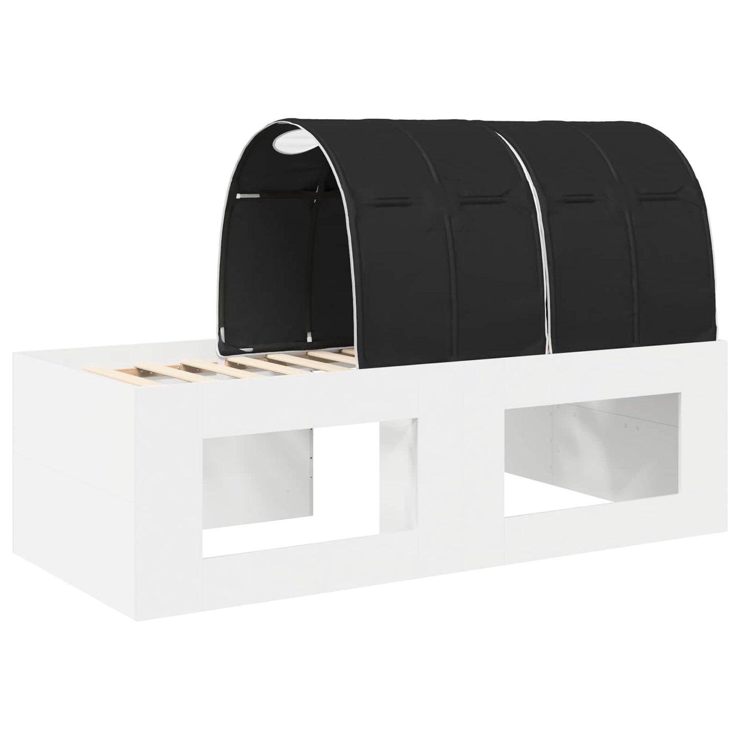 vidaXL Bed Frame with Tunnel 3 pcs White and Black Engineered Wood