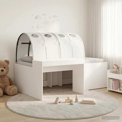 vidaXL Bed Frame with Tunnel with Shelf 3 pcs White Engineered Wood