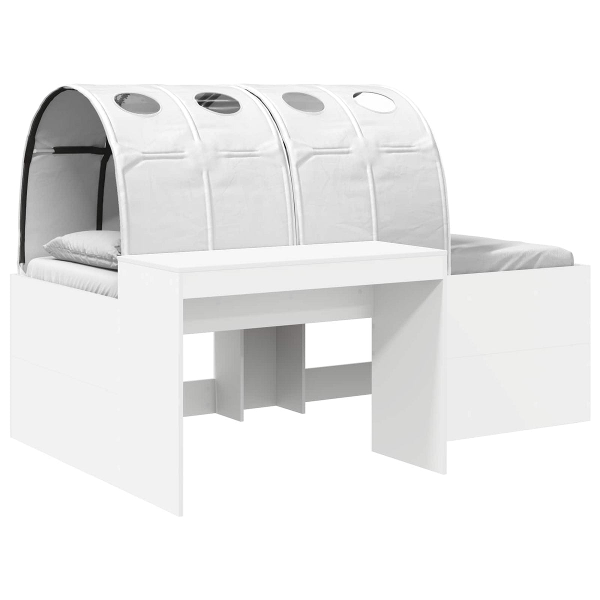 vidaXL Bed Frame with Tunnel with Shelf 3 pcs White Engineered Wood