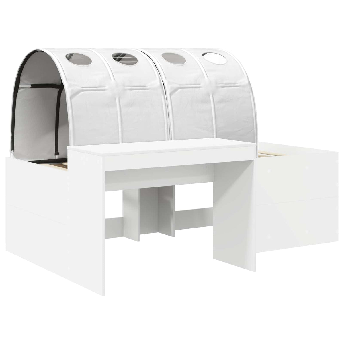 vidaXL Bed Frame with Tunnel with Shelf 3 pcs White Engineered Wood