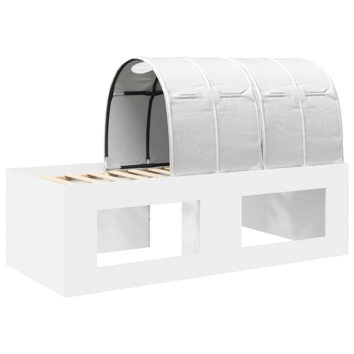vidaXL Bed Frame with Tunnel with Shelf 3 pcs White Engineered Wood