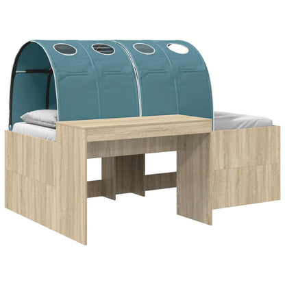 vidaXL Bed Frame with Tunnel 3 pcs Sonoma Oak and Light Blue