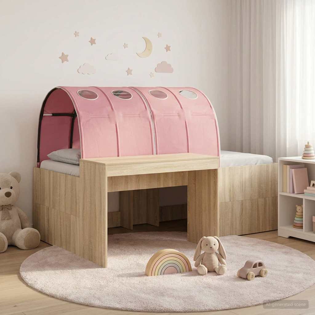 vidaXL Bed Frame with Tunnel 3 pcs Sonoma Oak and Pink Engineered Wood