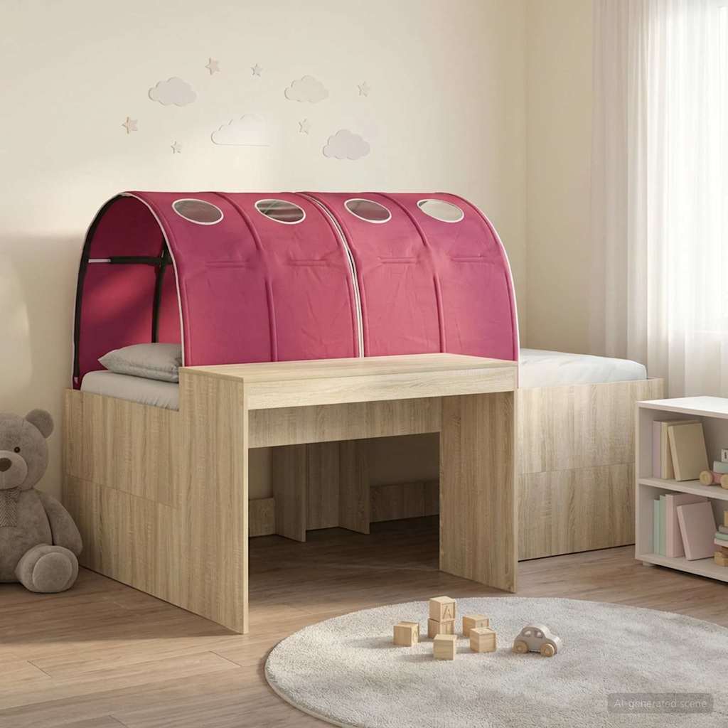 vidaXL Bed Frame with Tunnel 3 pcs Sonoma Oak and Red Engineered Wood