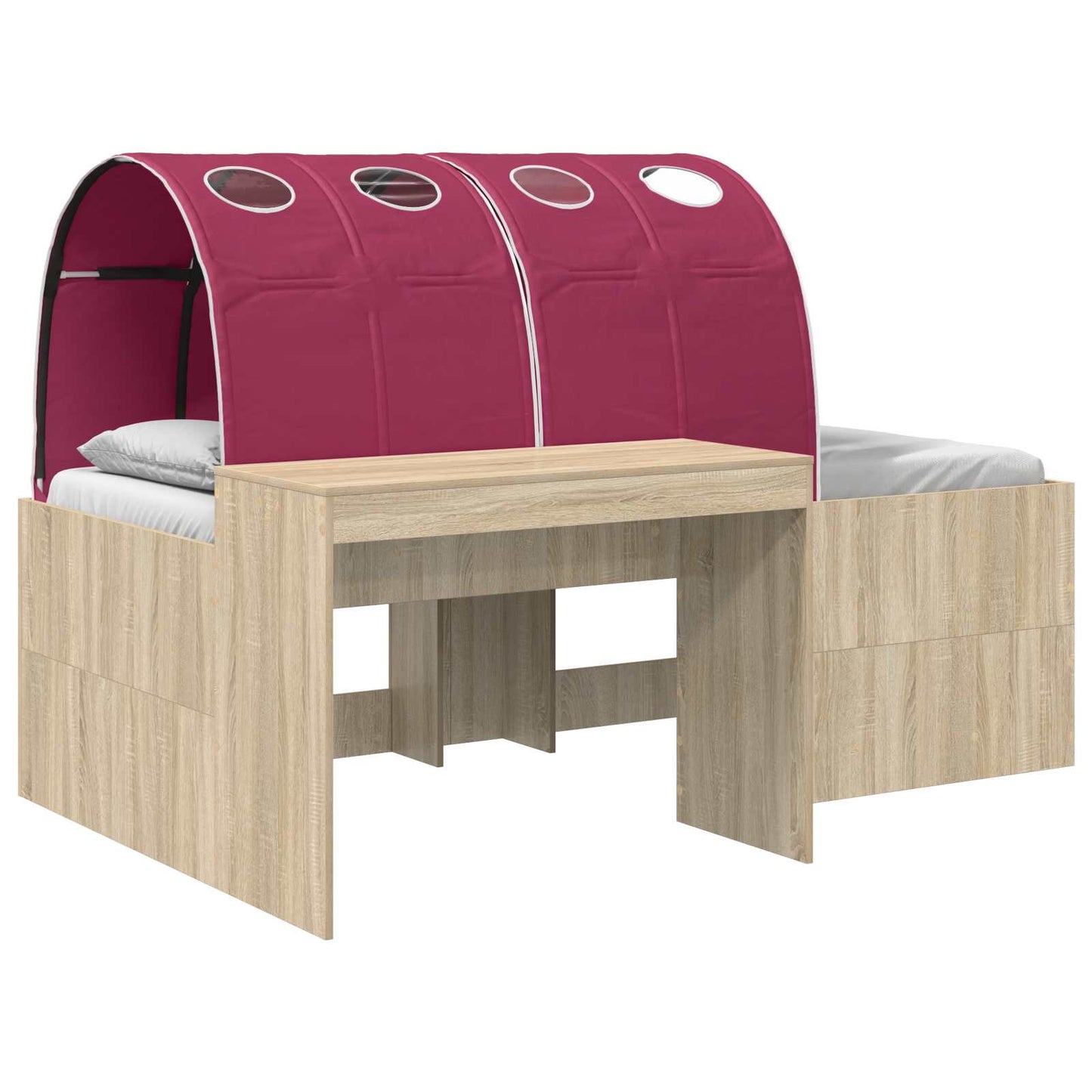 vidaXL Bed Frame with Tunnel 3 pcs Sonoma Oak and Red Engineered Wood