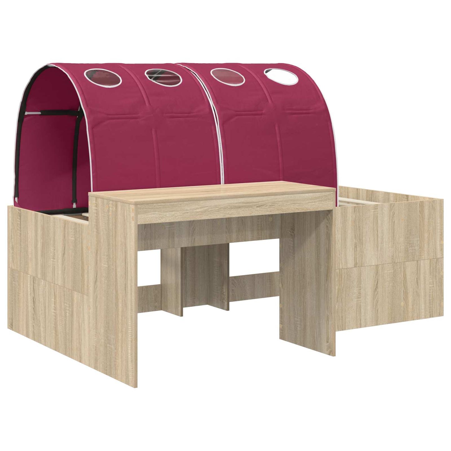 vidaXL Bed Frame with Tunnel 3 pcs Sonoma Oak and Red Engineered Wood