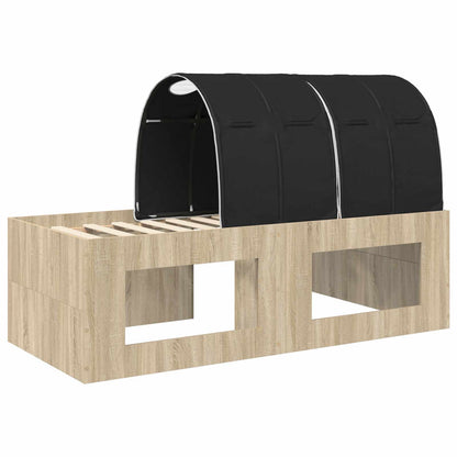 vidaXL Bed Frame with Tunnel with Shelf 3 pcs Sonoma Oak and Black