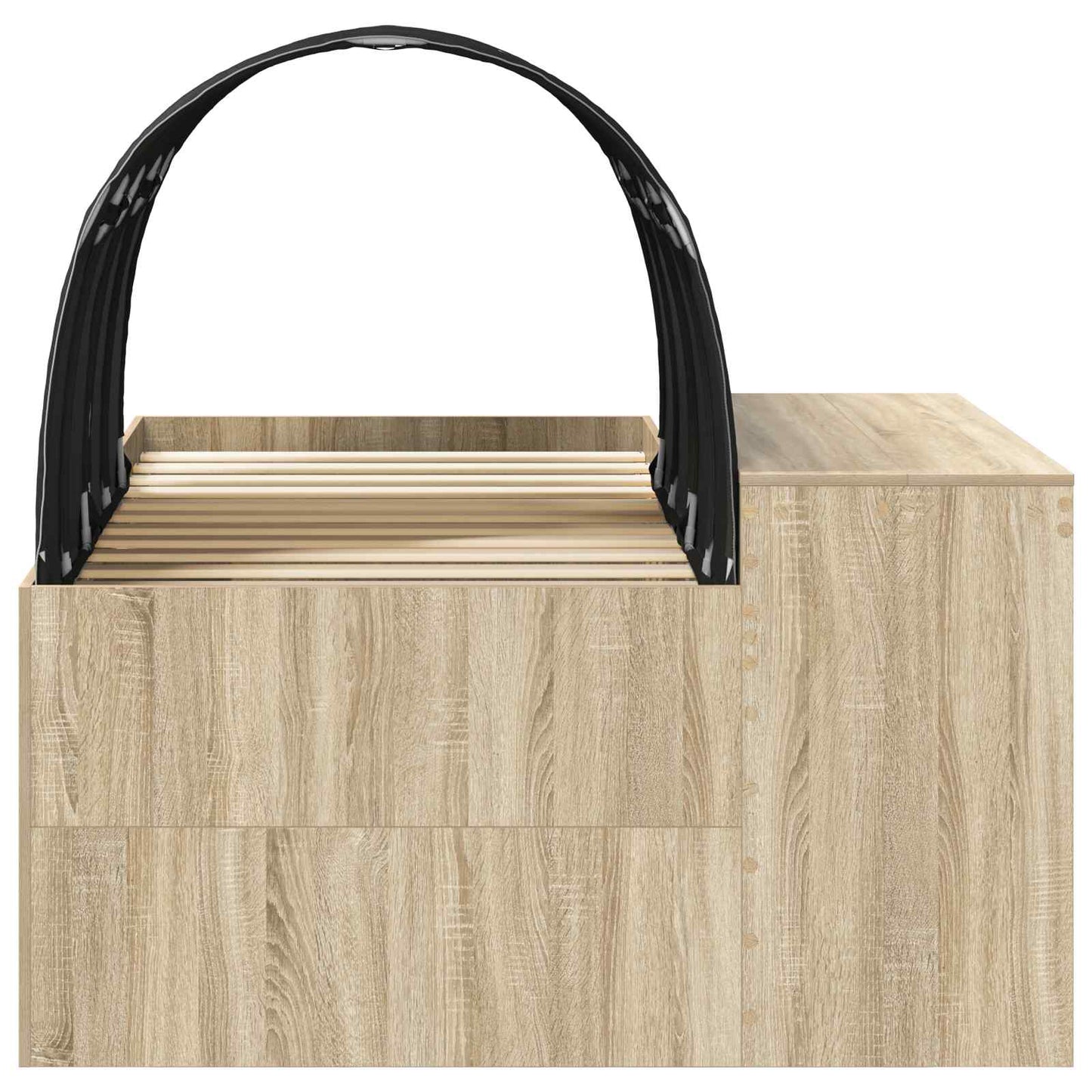 vidaXL Bed Frame with Tunnel with Shelf 3 pcs Sonoma Oak and Black