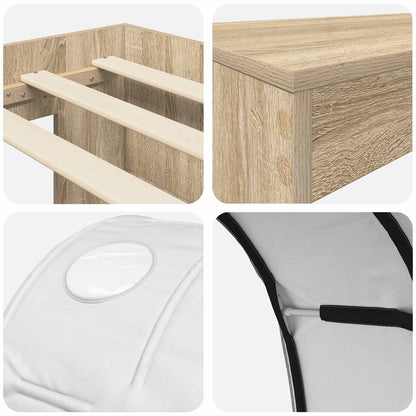 vidaXL Bed Frame with Tunnel with Shelf 3 pcs Sonoma Oak and White