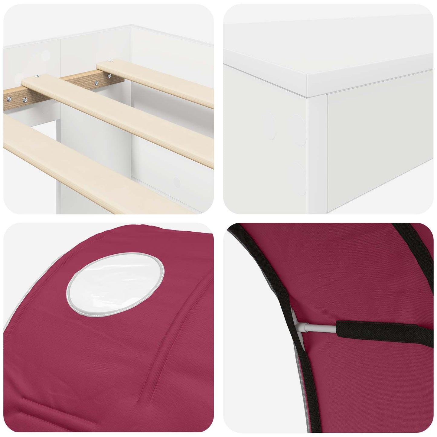 vidaXL Bed with Tunnel 3 pcs Artisian Oak and Red Engineered Wood