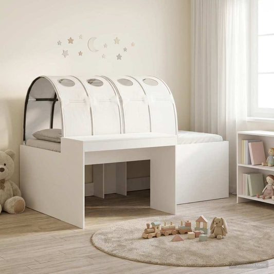 vidaXL Bed with Tunnel 3 pcs Artisian Oak and White Engineered Wood