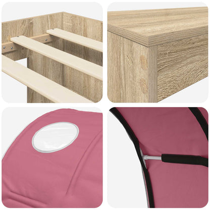 vidaXL Bed with Tunnel 3 pcs Sonoma Oak and Pink Engineered Wood
