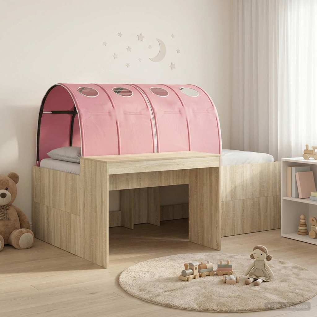 vidaXL Bed with Tunnel 3 pcs Sonoma Oak and Pink Engineered Wood