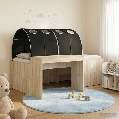 vidaXL Bed with Tunnel 3 pcs Sonoma Oak and Black Engineered Wood