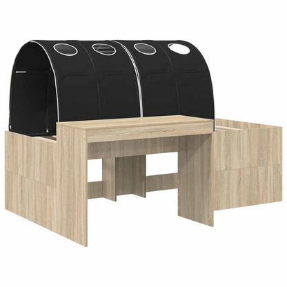vidaXL Bed with Tunnel 3 pcs Sonoma Oak and Black Engineered Wood