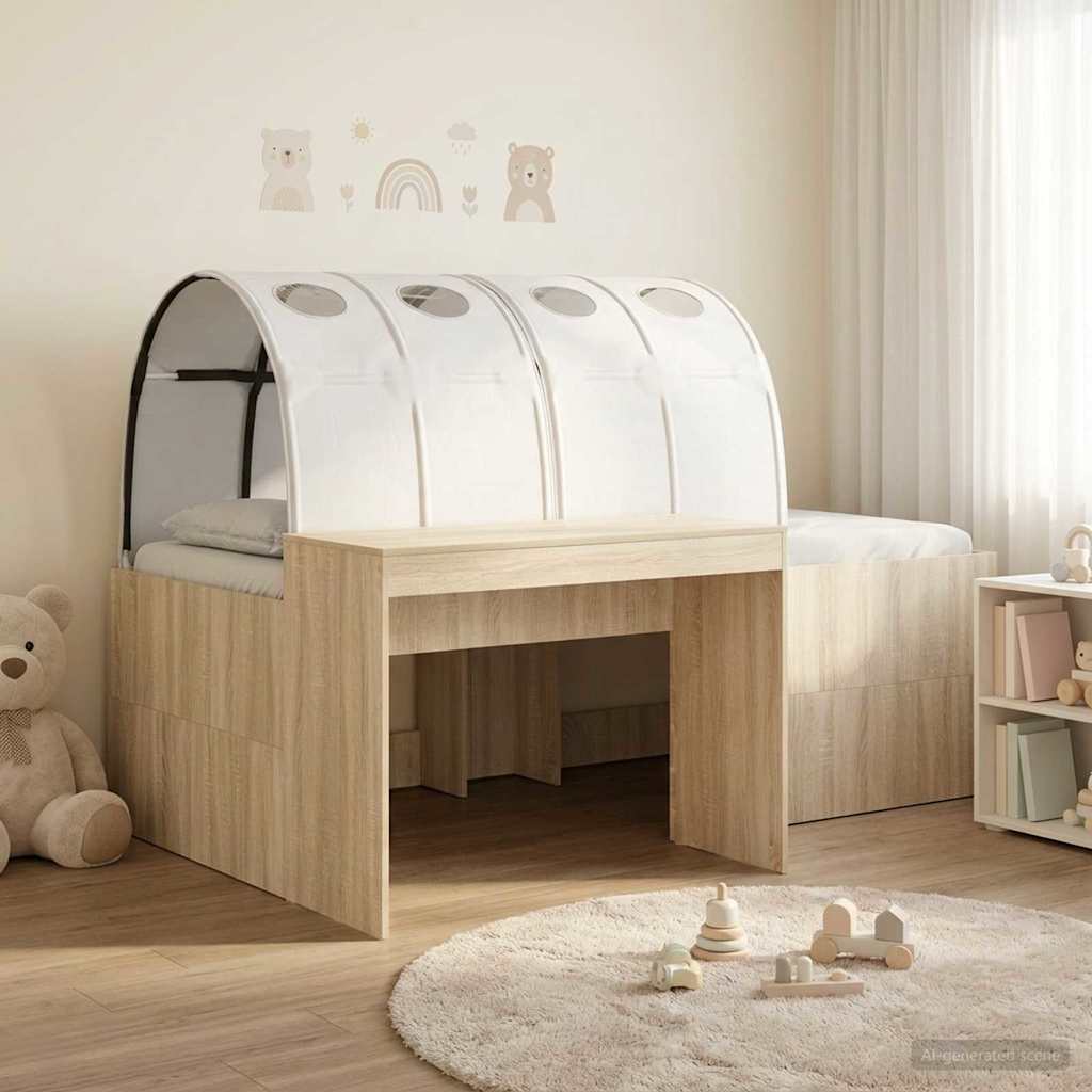 vidaXL Bed with Tunnel 3 pcs Sonoma Oak and White Engineered Wood