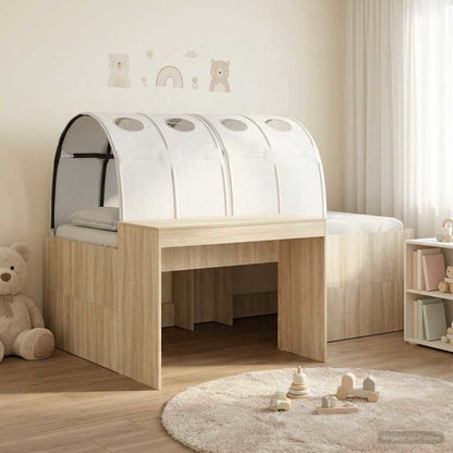 vidaXL Bed with Tunnel 3 pcs Sonoma Oak and White Engineered Wood