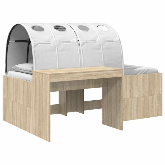 vidaXL Bed with Tunnel 3 pcs Artisian Oak and White Engineered Wood