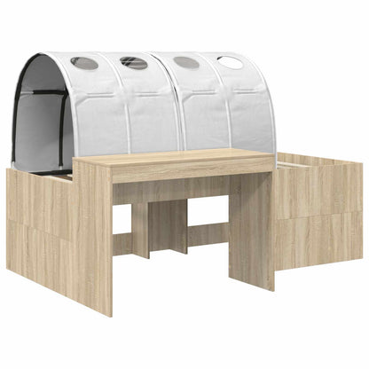 vidaXL Bed with Tunnel 3 pcs Sonoma Oak and White Engineered Wood