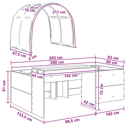 vidaXL Bed with Tunnel 3 pcs Artisian Oak and White Engineered Wood